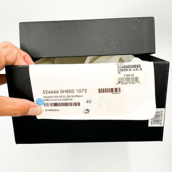 Gucci Sylvie Pumps Web Stripe Black Leather Slingback Heels Size 40, 10 - Picture 14 of 14